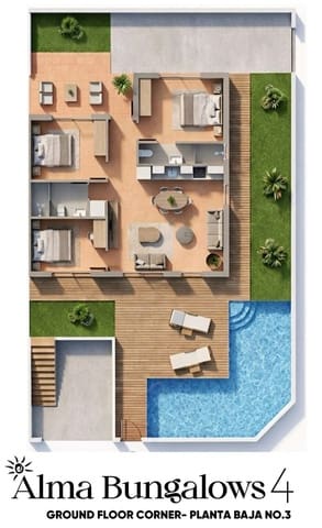 3 soverom Bungalow til salgs i Torre de la Horadada, Pilar de la Horadada med svømmebasseng garasje - € 369 900 (Ref: 9937175)