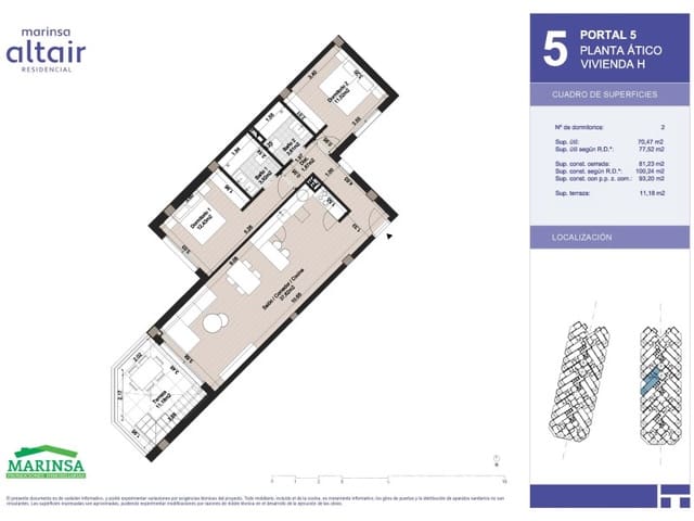 2 soverom Penthouse til salgs i Urbanización Santa Rosa, Torrox med svømmebasseng garasje - € 402 000 (Ref: 9244279)