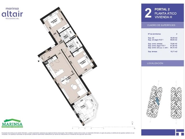 2 soverom Penthouse til salgs i Urbanización Santa Rosa, Torrox med svømmebasseng - € 357 000 (Ref: 9244280)