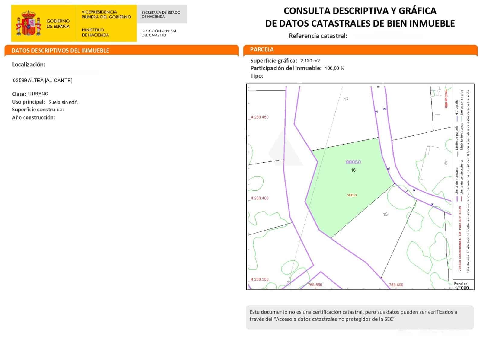 Building Plot for sale in Altea - € 190,000 (Ref: 9895167)