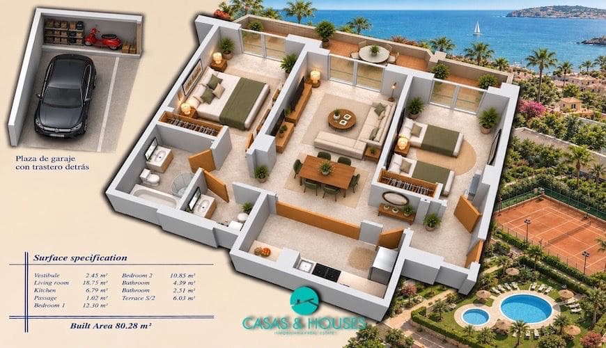 2 slaapkamer Appartement te koop in La Manga del Mar Menor met zwembad garage - € 175.000 (Ref: 9201990)