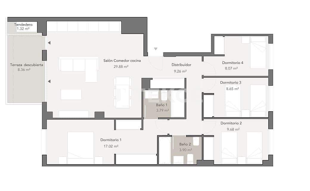4 slaapkamer Flat te koop in Malaga stad met zwembad - € 562.000 (Ref: 10034788)