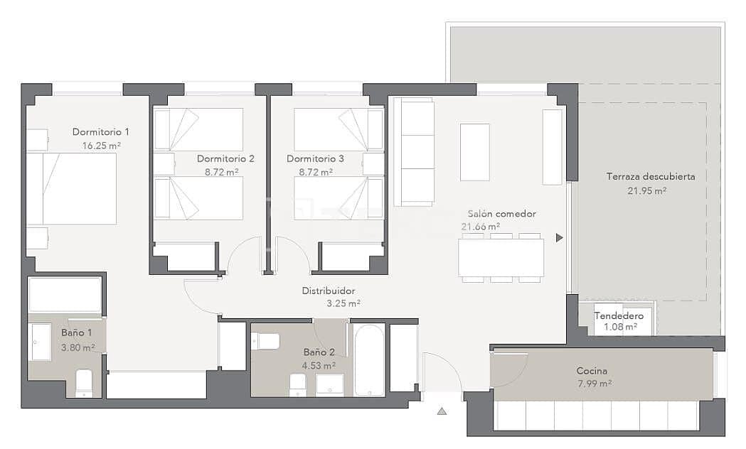 4 slaapkamer Flat te koop in Malaga stad met zwembad - € 562.000 (Ref: 10034788)
