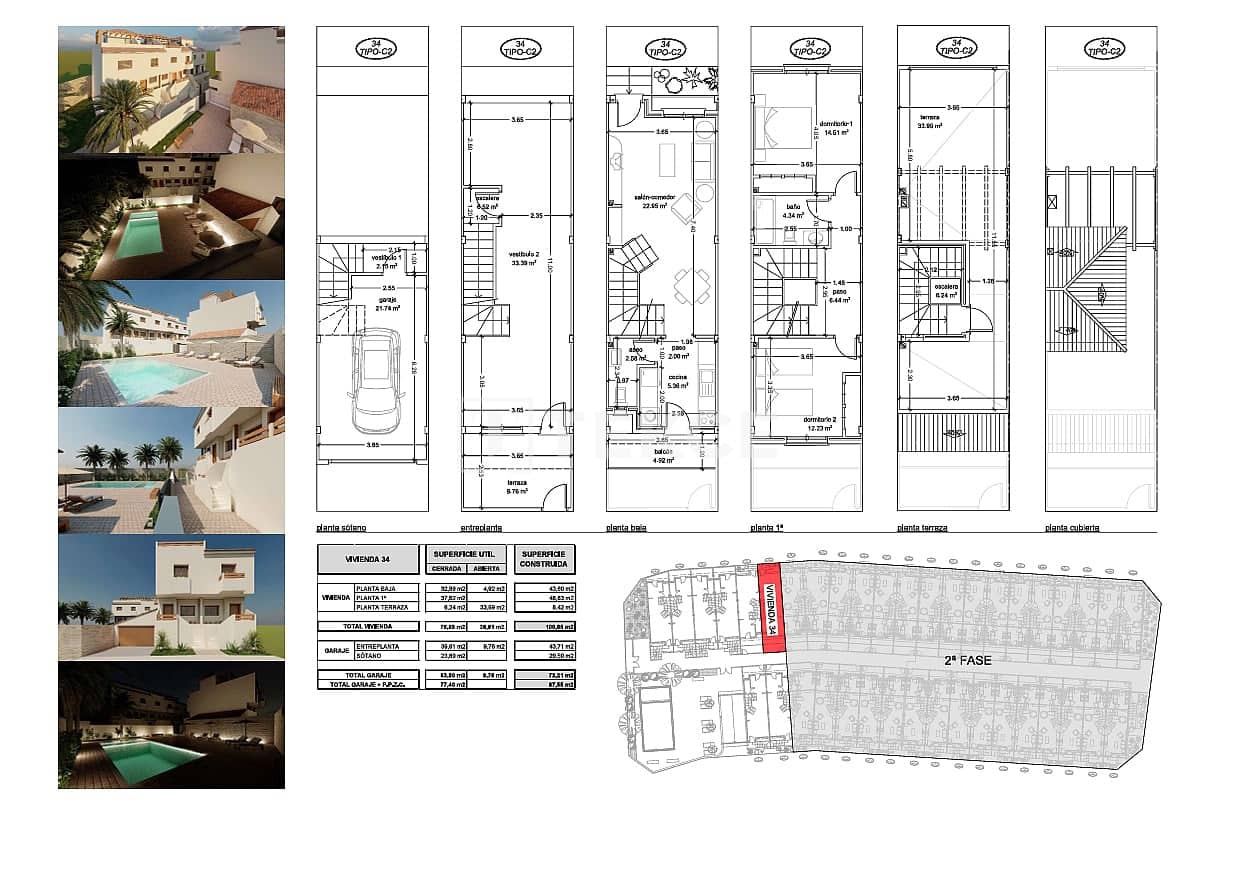Chalet de 2 habitaciones en Portman en venta con piscina - 208.000 € (Ref: 10037781)
