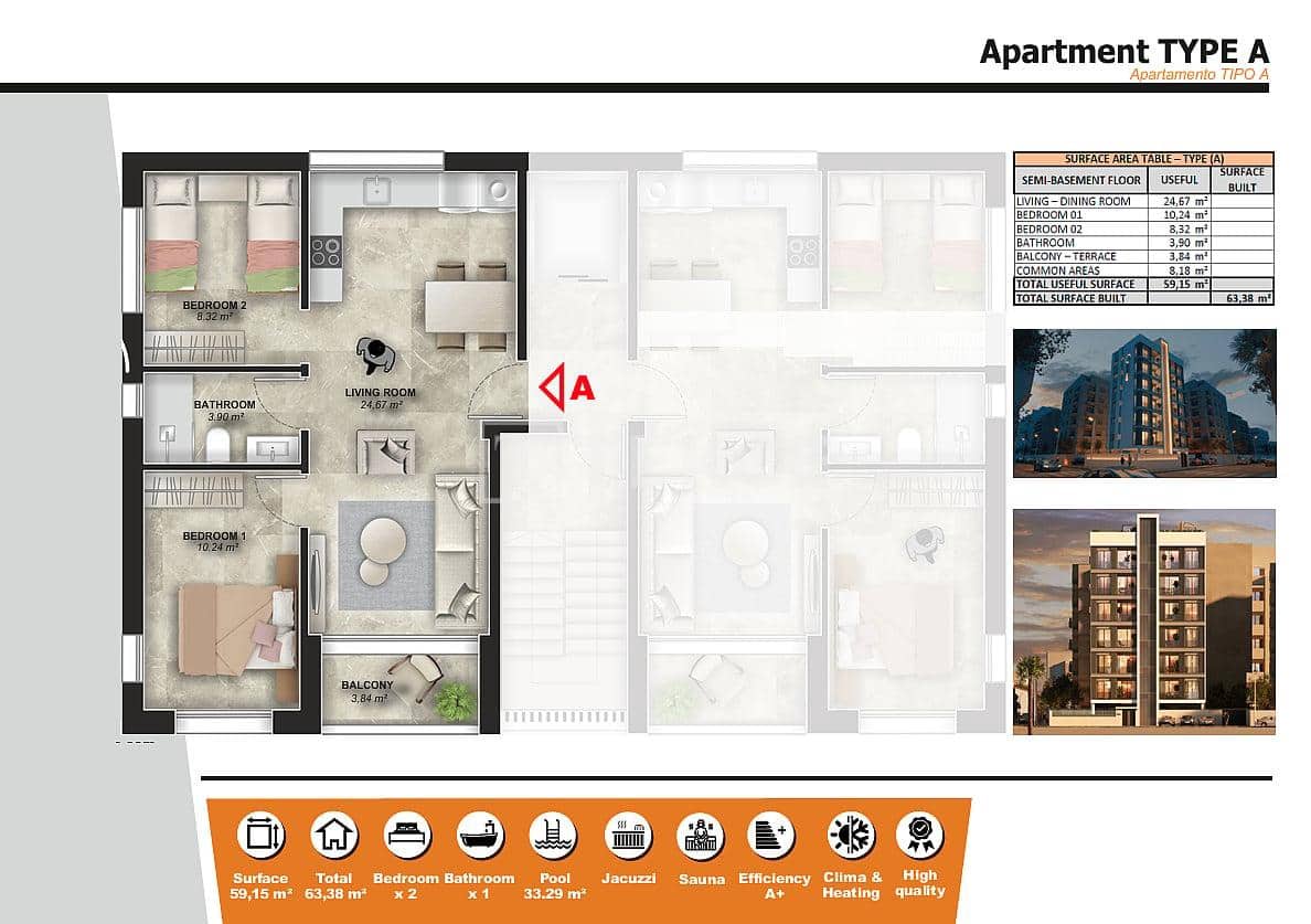 2 soveværelse Lejlighed til salg i Torrevieja med swimmingpool - € 375.000 (Ref: 10054510)
