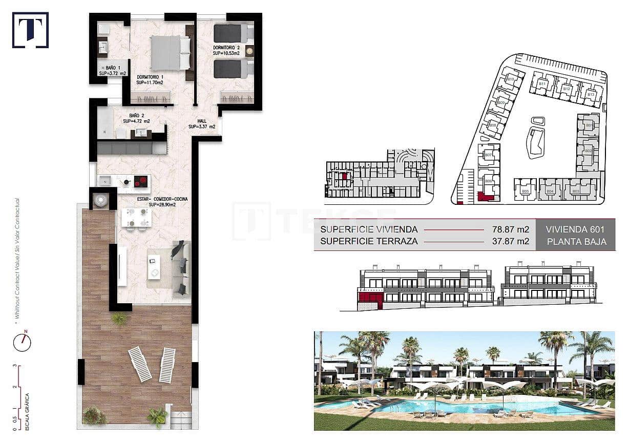 2 sovrum Lägenhet till salu i Ciudad Quesada med pool - 279 000 € (Ref: 8964632)