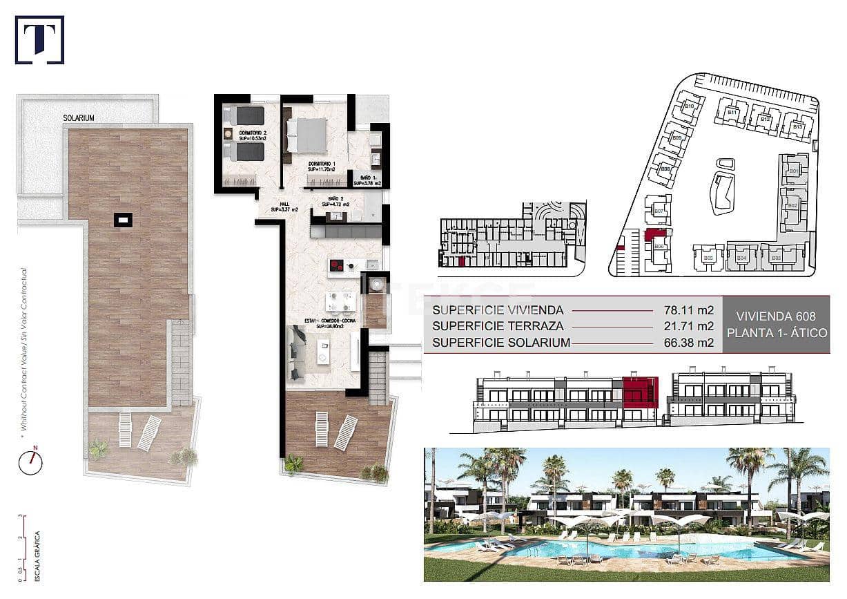 2 sovrum Lägenhet till salu i Ciudad Quesada med pool - 279 000 € (Ref: 8964632)