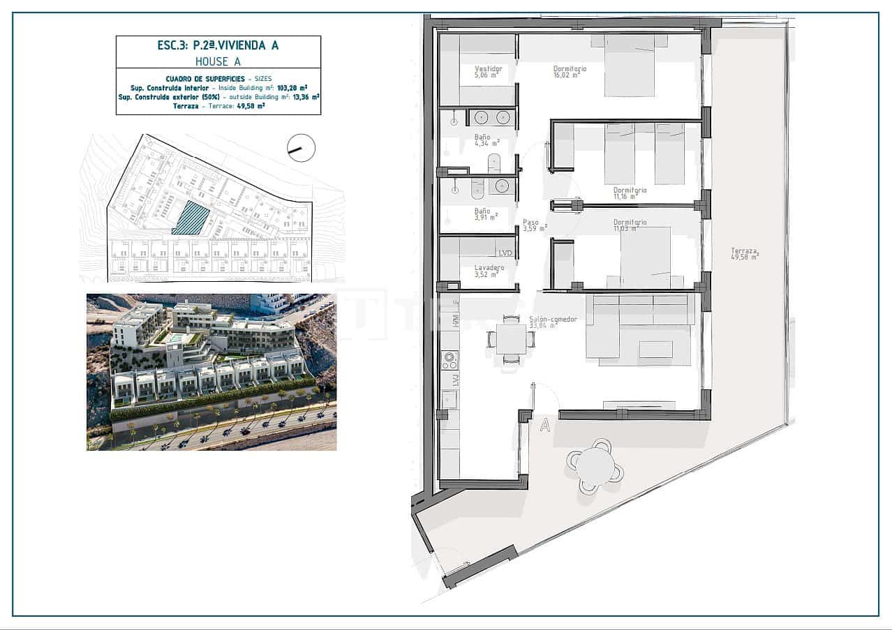 2 slaapkamer Flat te koop in Aguilas met zwembad - € 267.000 (Ref: 8964703)