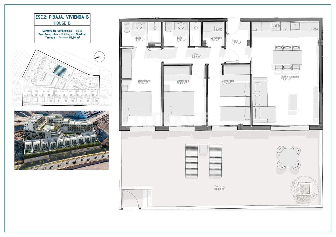 2 slaapkamer Flat te koop in Aguilas met zwembad - € 267.000 (Ref: 8964703)