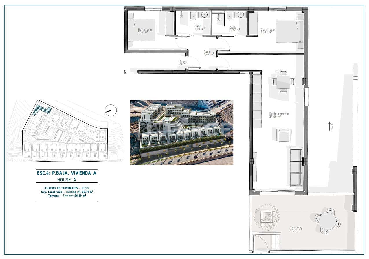 3 slaapkamer Flat te koop in Aguilas met zwembad - € 233.000 (Ref: 8964705)