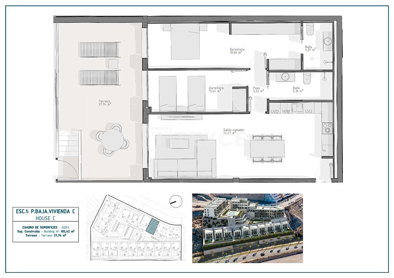3 slaapkamer Flat te koop in Aguilas met zwembad - € 233.000 (Ref: 8964705)