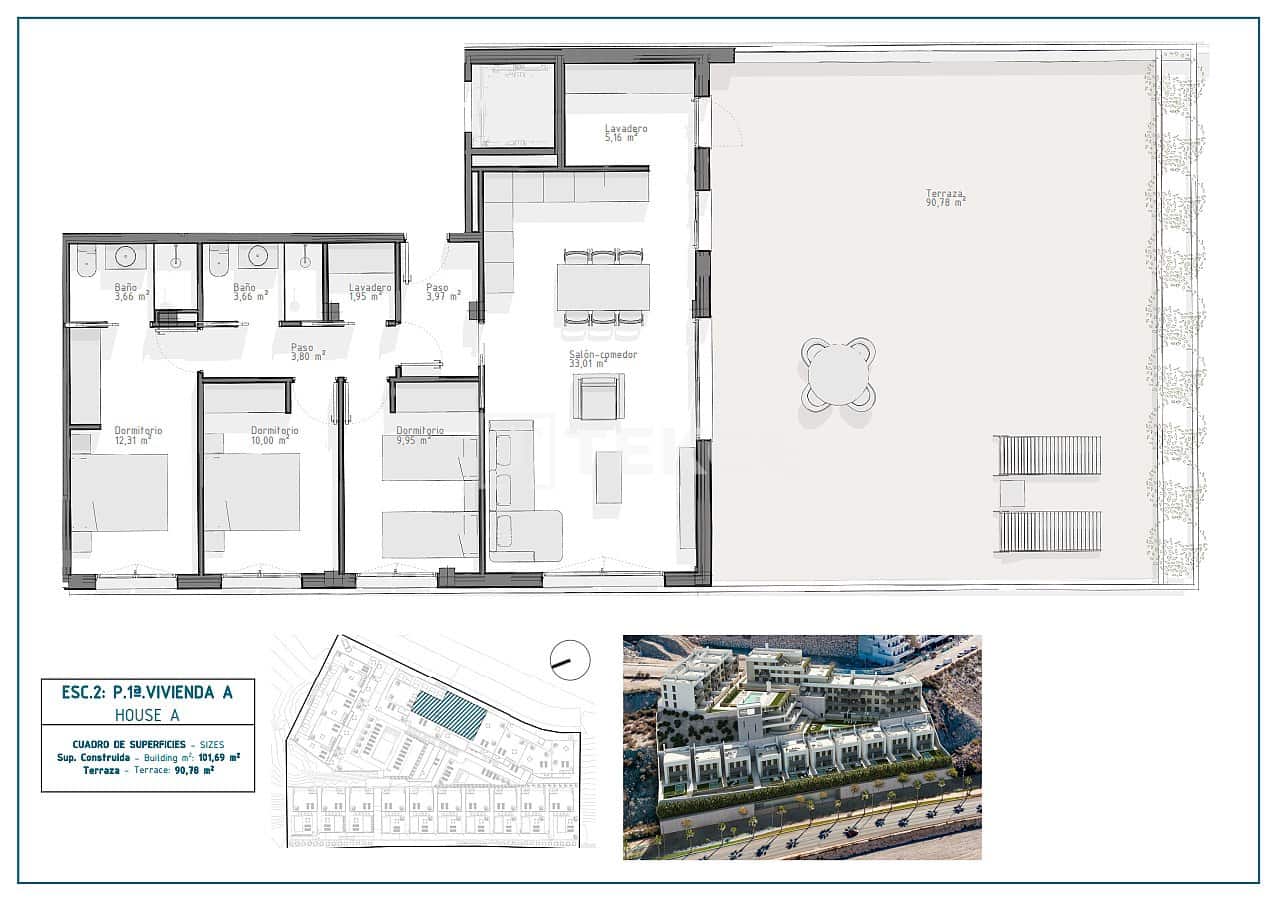 3 slaapkamer Flat te koop in Aguilas met zwembad - € 233.000 (Ref: 8964705)