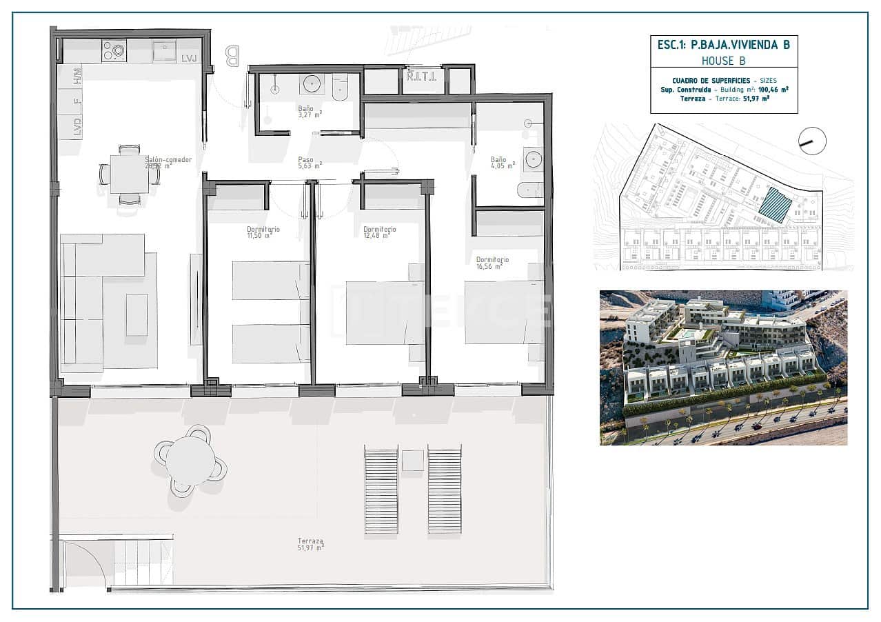 3 slaapkamer Flat te koop in Aguilas met zwembad - € 233.000 (Ref: 8964705)