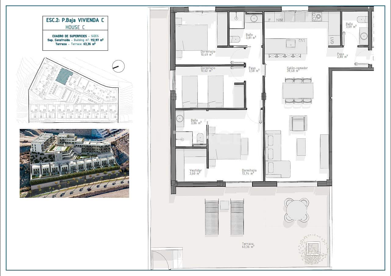 3 slaapkamer Flat te koop in Aguilas met zwembad - € 233.000 (Ref: 8964705)