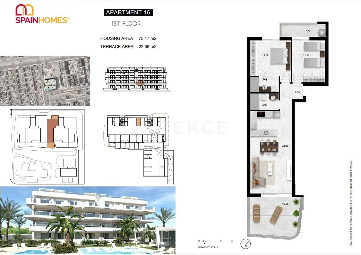 2 sovrum Lägenhet till salu i Cabo Roig med pool - 320 000 € (Ref: 8964762)
