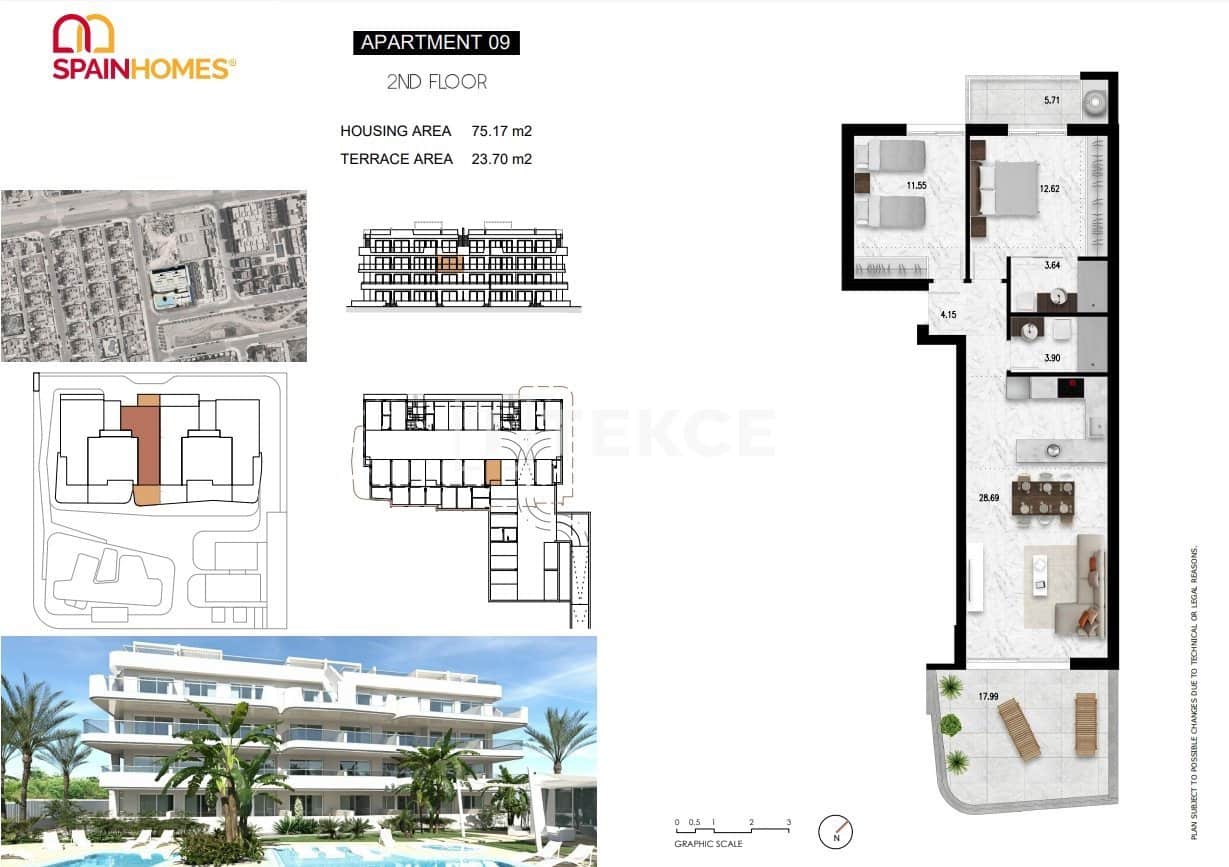 3 sypialnia Mieszkanie na sprzedaż w Cabo Roig z basenem - 374 000 € (Ref: 8964763)