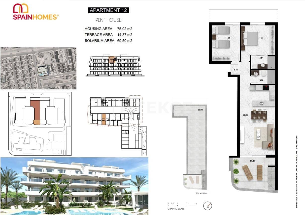 3 sypialnia Mieszkanie na sprzedaż w Cabo Roig z basenem - 374 000 € (Ref: 8964763)