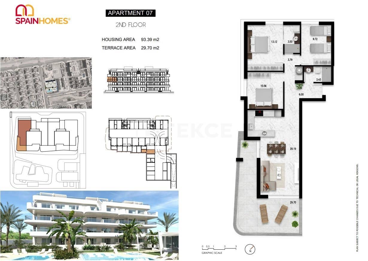 3 sypialnia Mieszkanie na sprzedaż w Cabo Roig z basenem - 374 000 € (Ref: 8964763)