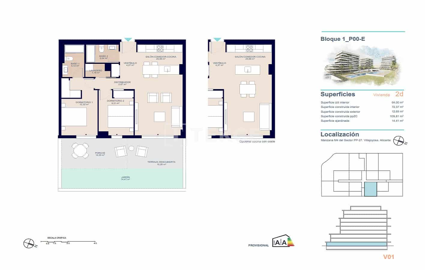 2 bedroom Flat for sale in La Villajoyosa / Vila Joiosa with pool - € 357,000 (Ref: 8964814)