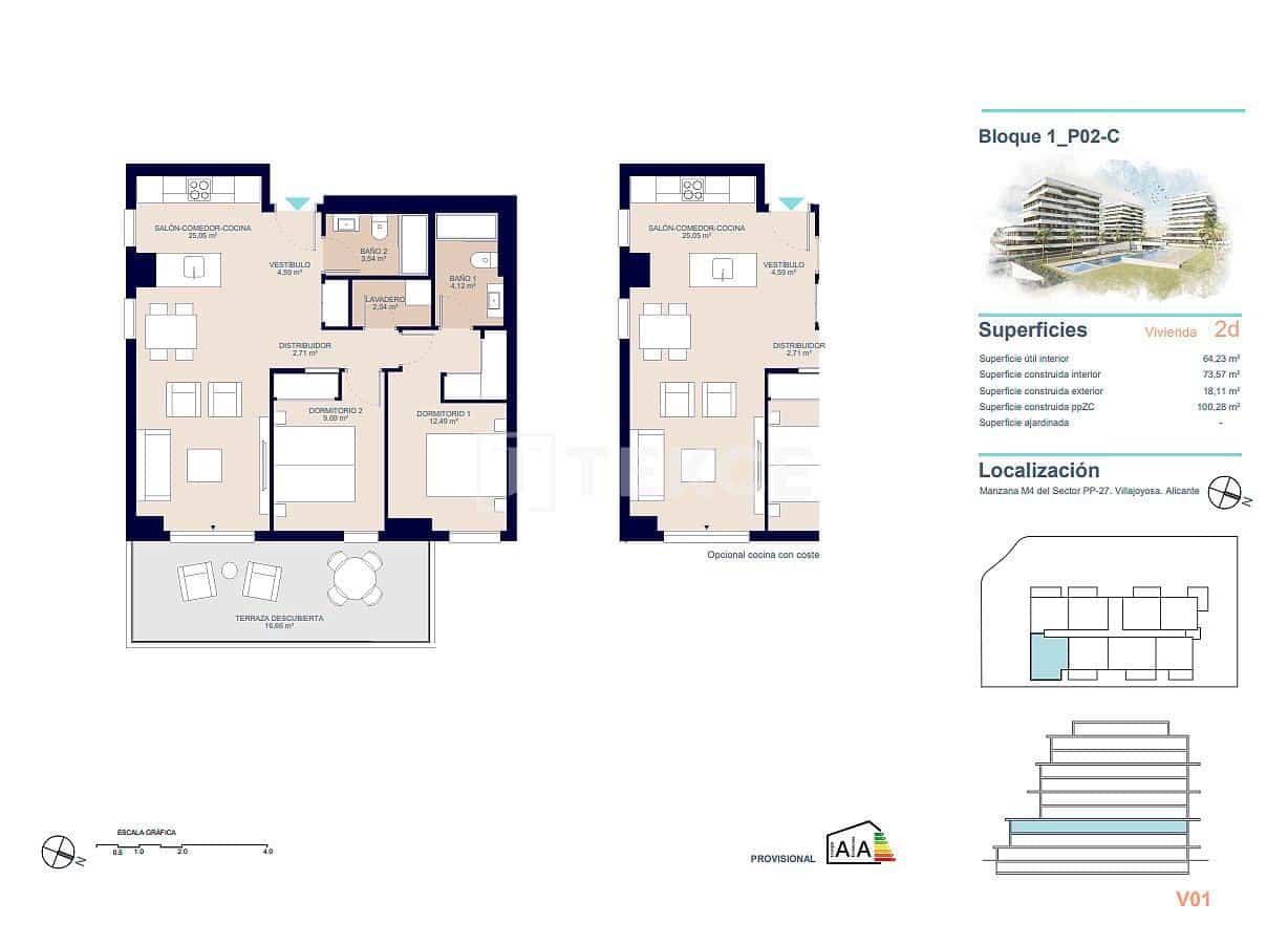 2 bedroom Flat for sale in La Villajoyosa / Vila Joiosa with pool - € 357,000 (Ref: 8964814)