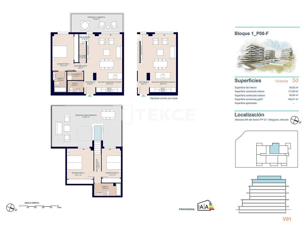 2 bedroom Flat for sale in La Villajoyosa / Vila Joiosa with pool - € 355,000 (Ref: 8964815)