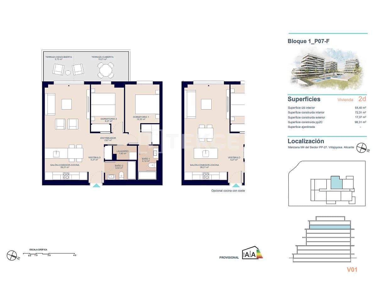 2 bedroom Flat for sale in La Villajoyosa / Vila Joiosa with pool - € 355,000 (Ref: 8964815)