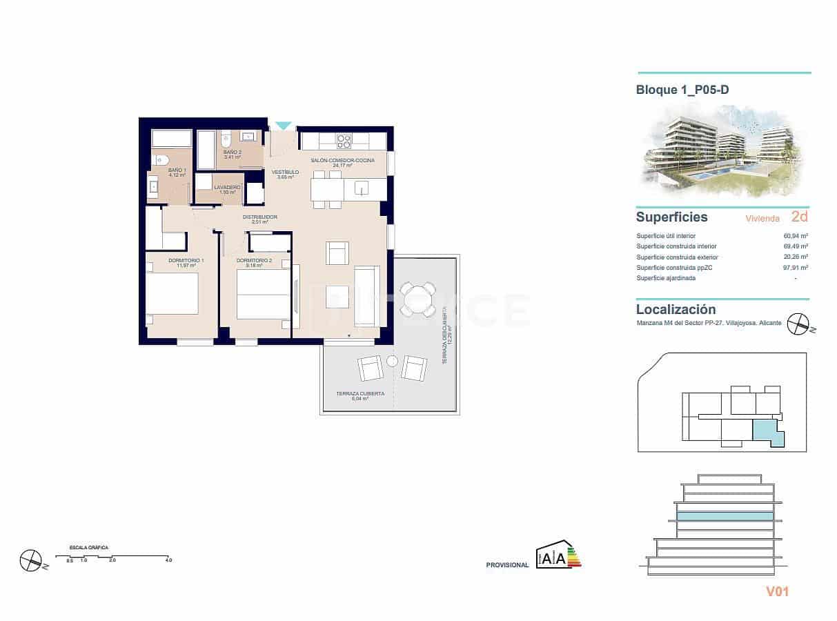 2 bedroom Flat for sale in La Villajoyosa / Vila Joiosa with pool - € 355,000 (Ref: 8964815)
