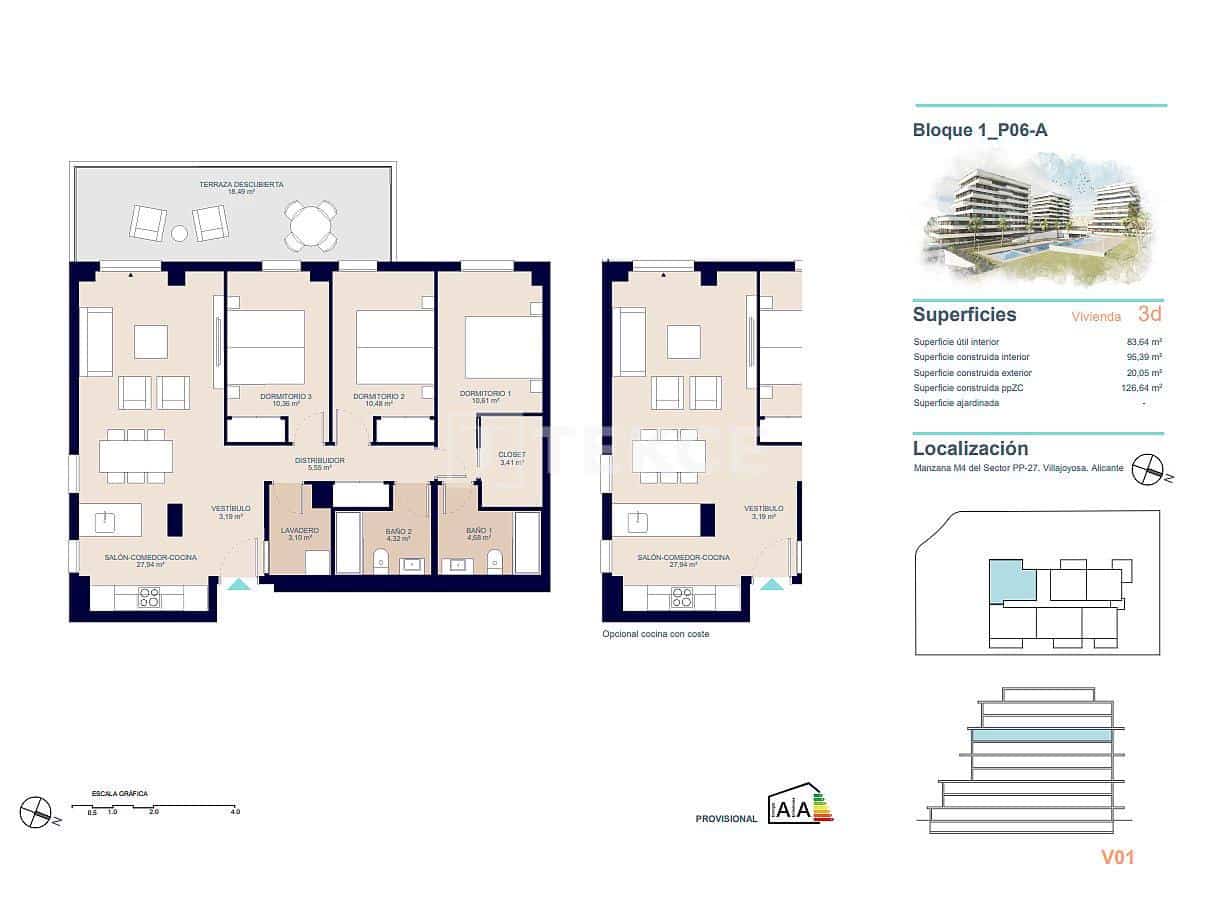 3 bedroom Flat for sale in La Villajoyosa / Vila Joiosa with pool - € 423,000 (Ref: 8964816)