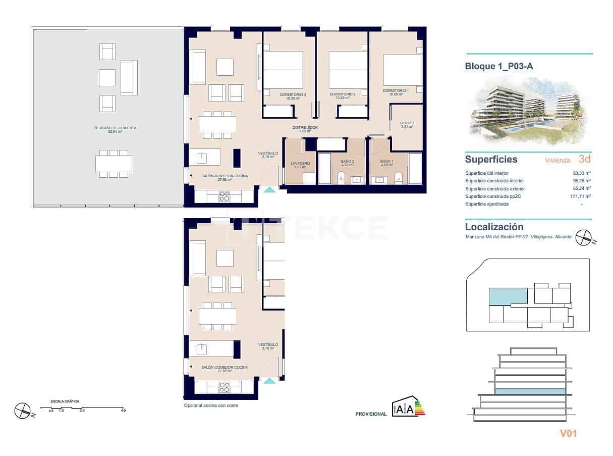 3 bedroom Flat for sale in La Villajoyosa / Vila Joiosa with pool - € 423,000 (Ref: 8964816)