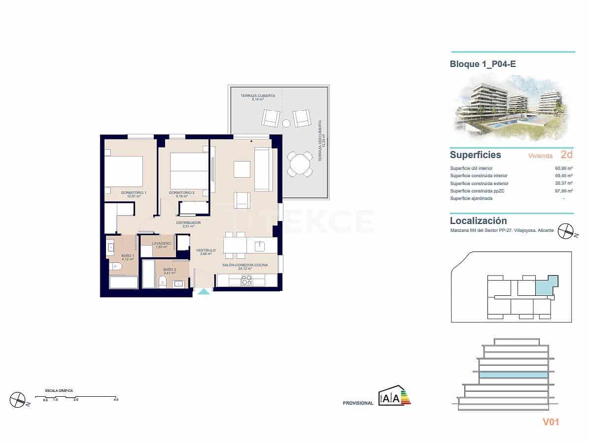 3 bedroom Flat for sale in La Villajoyosa / Vila Joiosa with pool - € 423,000 (Ref: 8964816)
