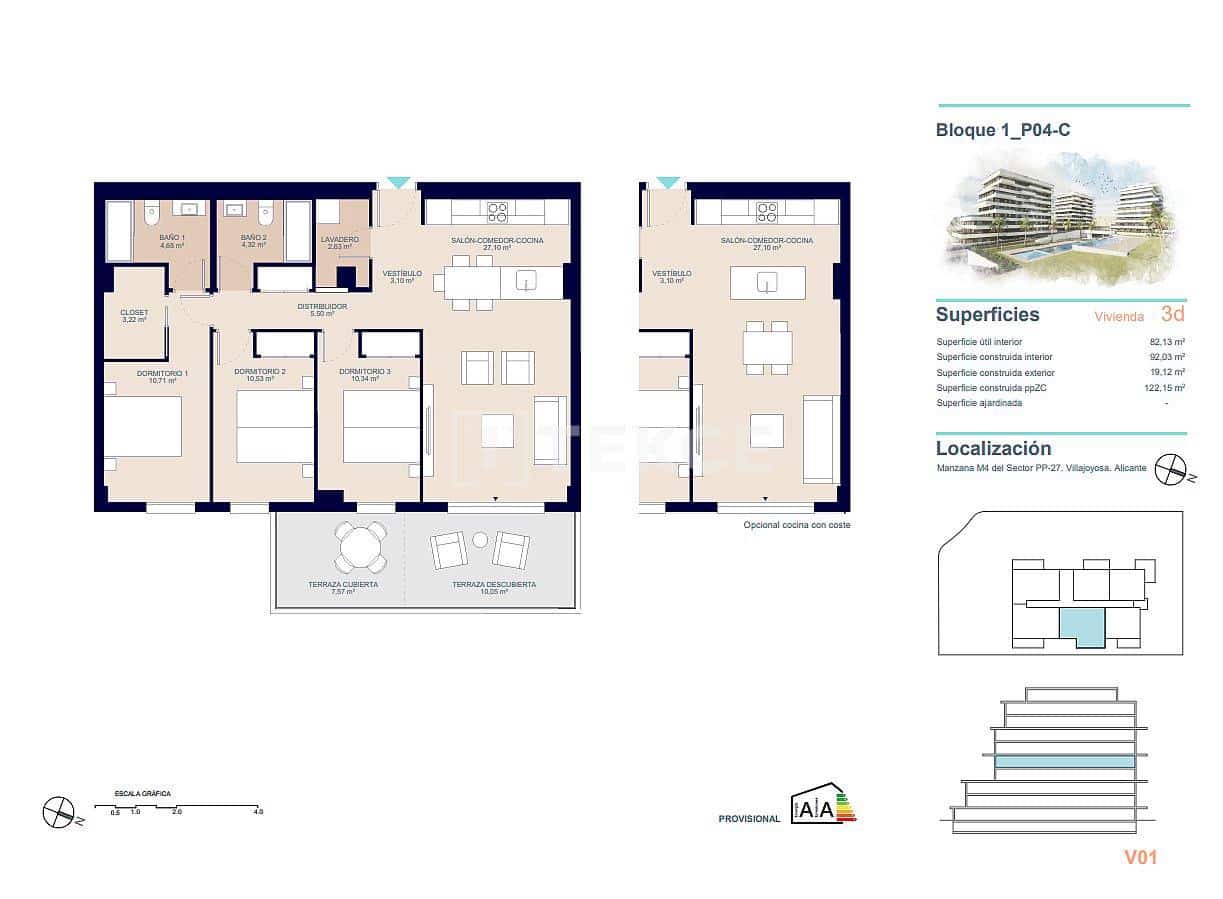 3 Zimmer Wohnung zu verkaufen in La Villajoyosa / Vila Joiosa mit Pool - 485.000 € (Ref: 8964817)