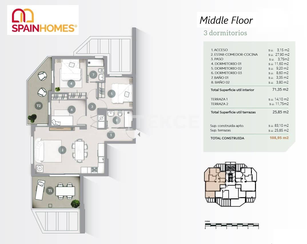 3 camera da letto Appartamento in vendita in Calpe / Calp con piscina - 600.000 € (Rif: 8965001)