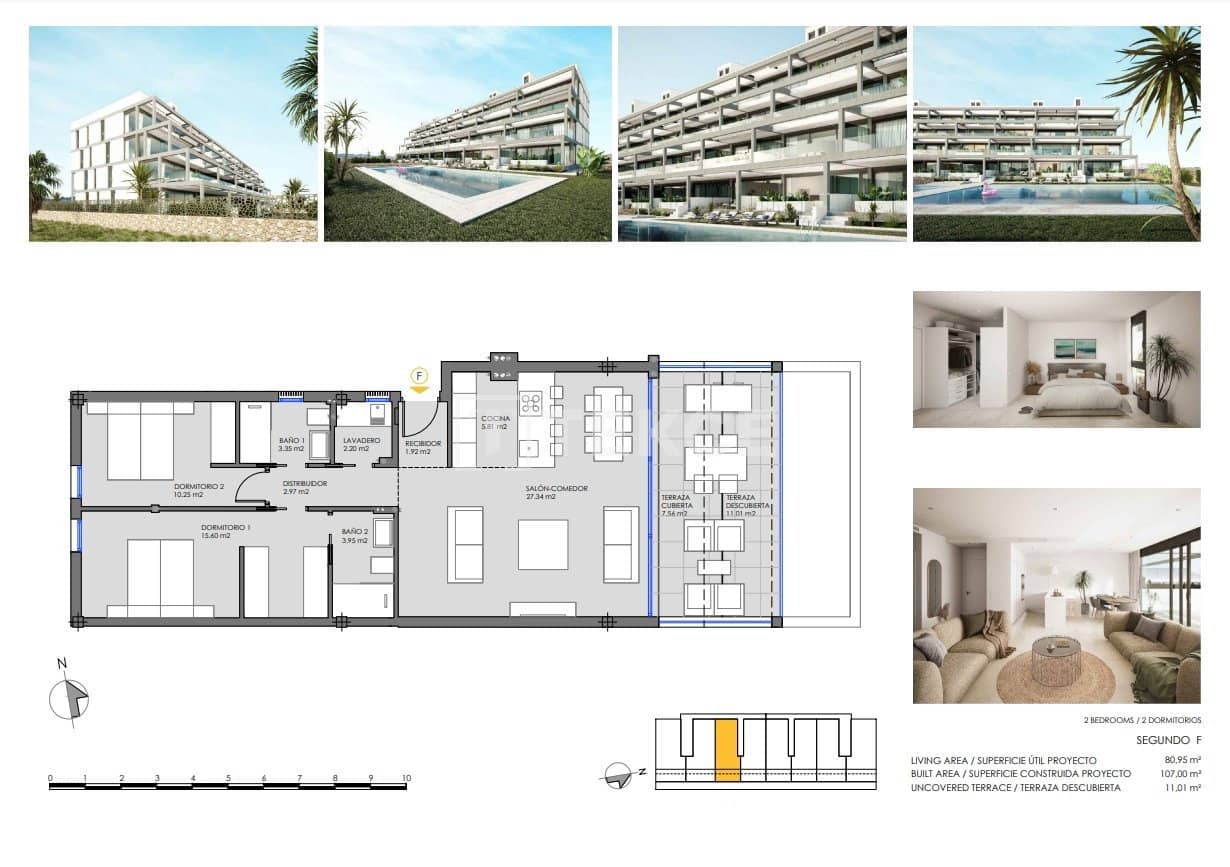 2 sypialnia Mieszkanie na sprzedaż w Mar de Cristal z basenem - 305 000 € (Ref: 8965130)