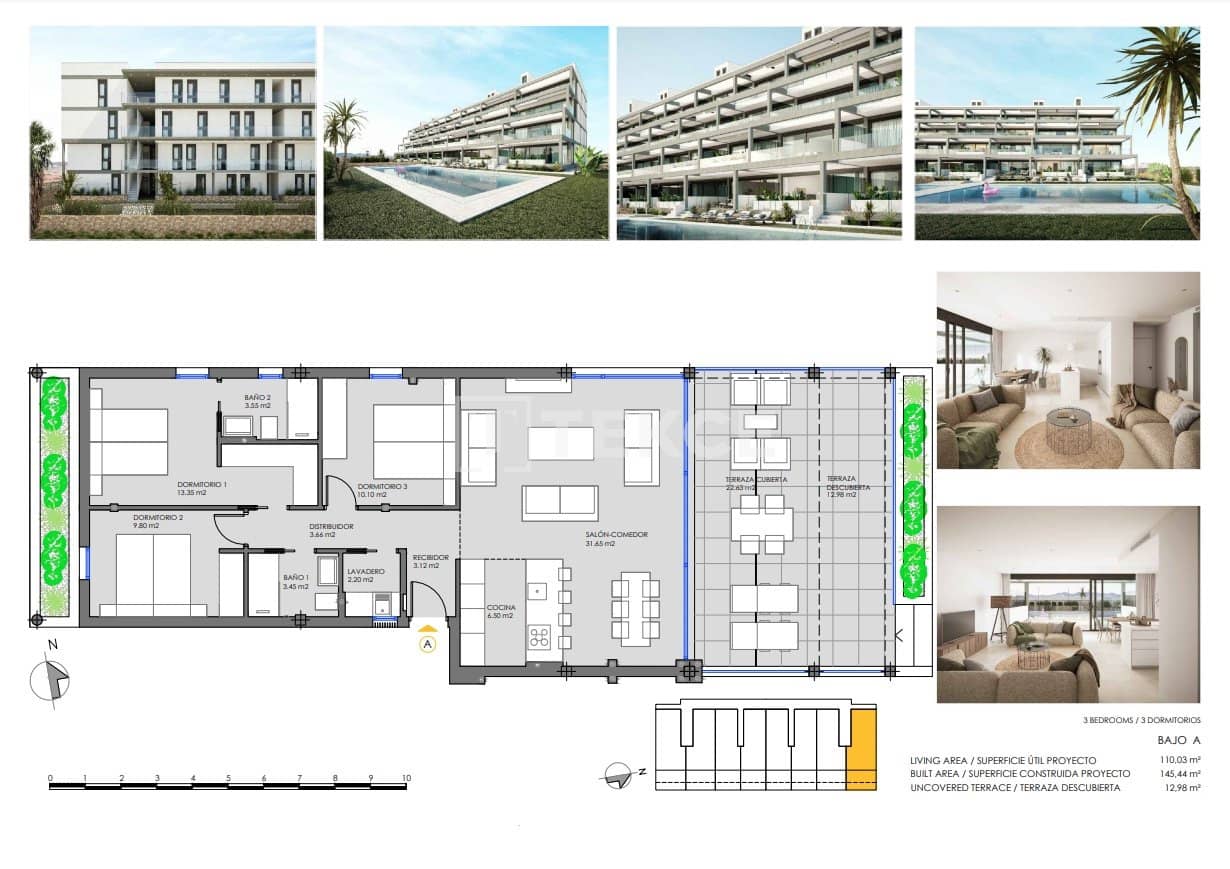 2 sypialnia Mieszkanie na sprzedaż w Mar de Cristal z basenem - 305 000 € (Ref: 8965130)