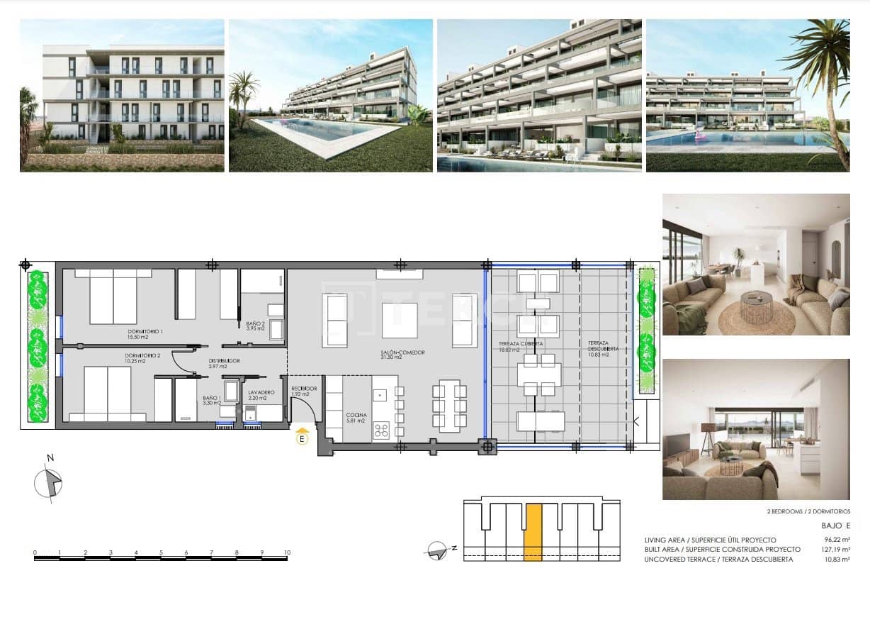 2 sypialnia Mieszkanie na sprzedaż w Mar de Cristal z basenem - 305 000 € (Ref: 8965130)