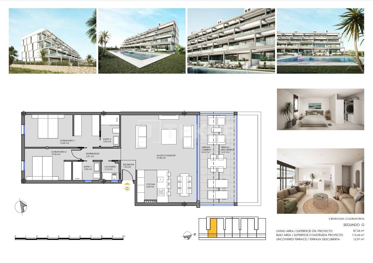 2 sypialnia Mieszkanie na sprzedaż w Mar de Cristal z basenem - 305 000 € (Ref: 8965130)