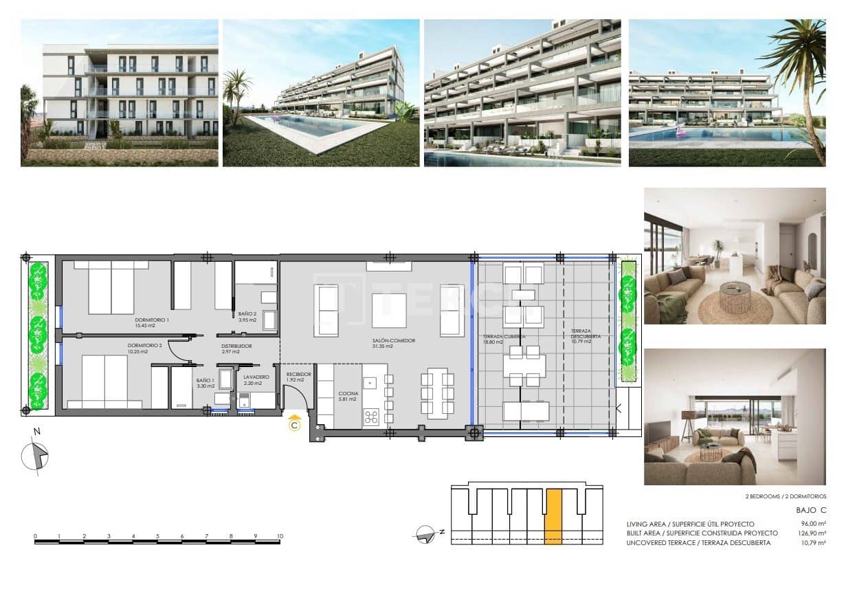 2 sypialnia Mieszkanie na sprzedaż w Mar de Cristal z basenem - 305 000 € (Ref: 8965130)