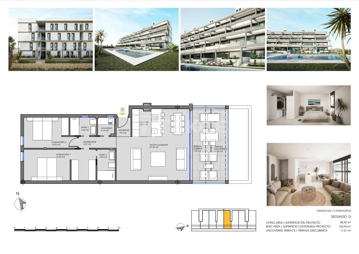 2 sypialnia Mieszkanie na sprzedaż w Mar de Cristal z basenem - 305 000 € (Ref: 8965130)