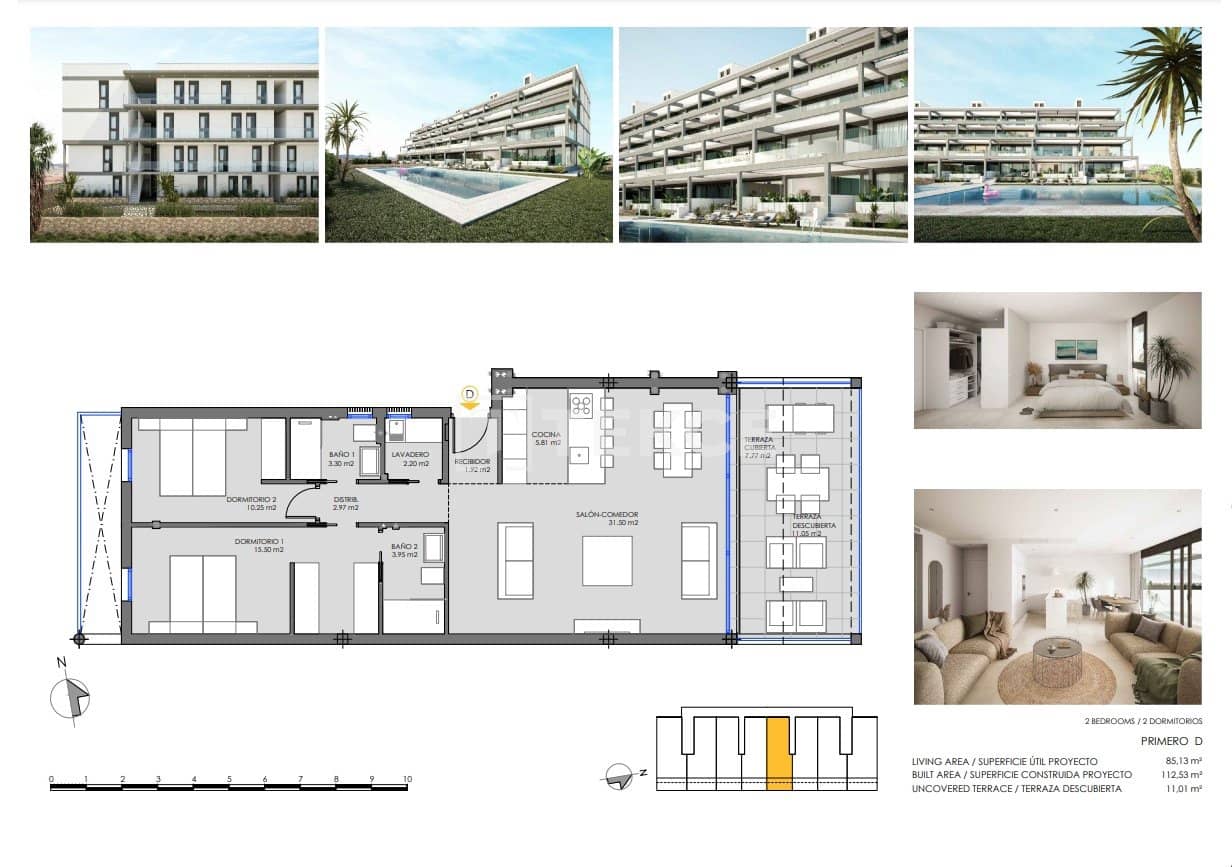 2 sypialnia Mieszkanie na sprzedaż w Mar de Cristal z basenem - 305 000 € (Ref: 8965130)