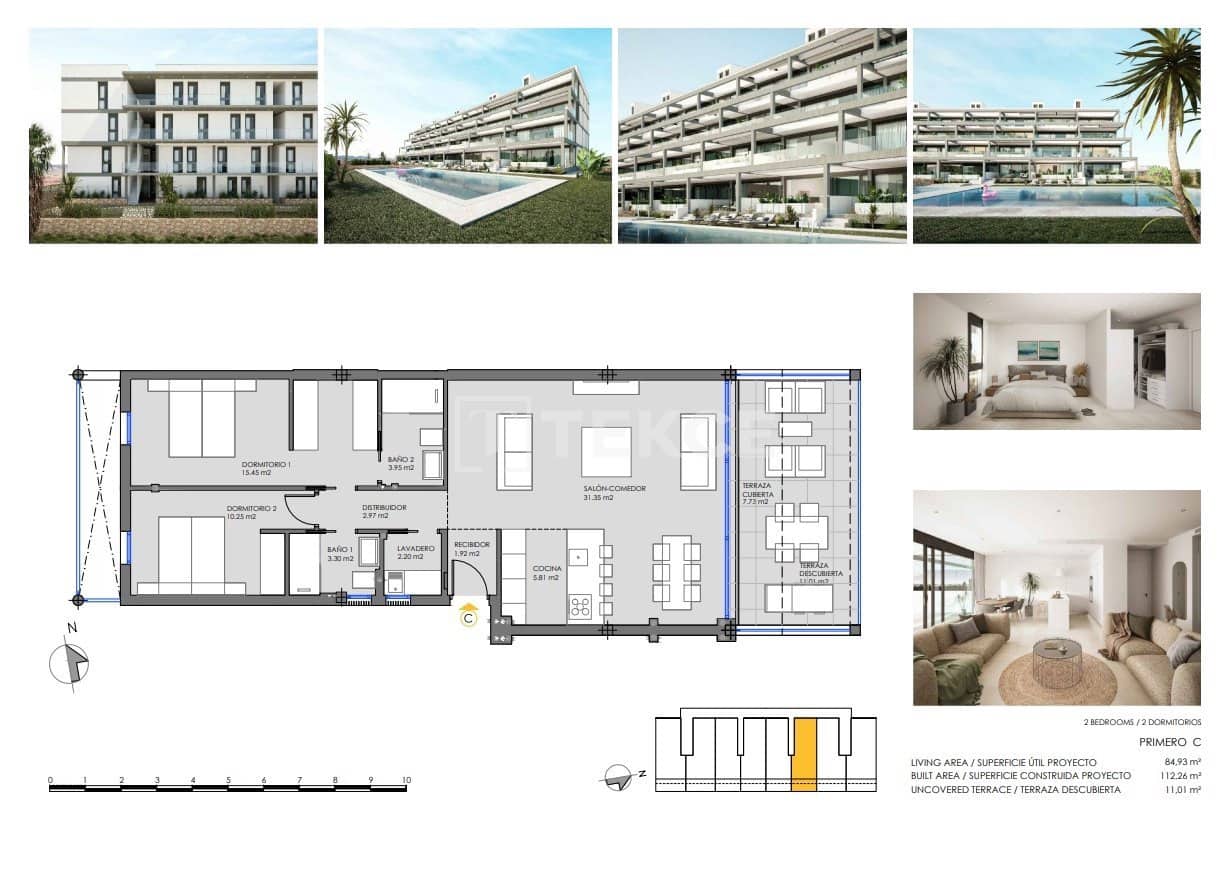 2 sypialnia Mieszkanie na sprzedaż w Mar de Cristal z basenem - 305 000 € (Ref: 8965130)