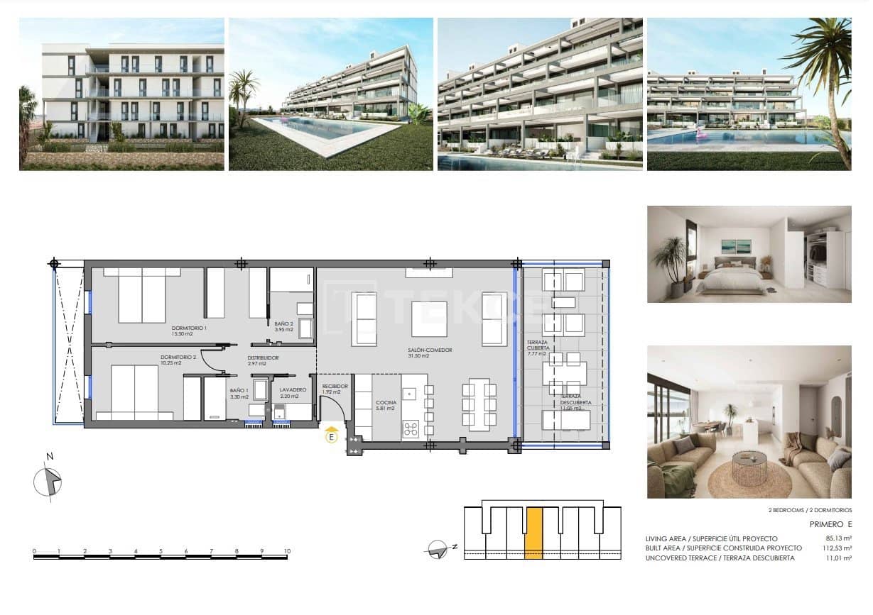 2 sypialnia Mieszkanie na sprzedaż w Mar de Cristal z basenem - 325 000 € (Ref: 8965132)