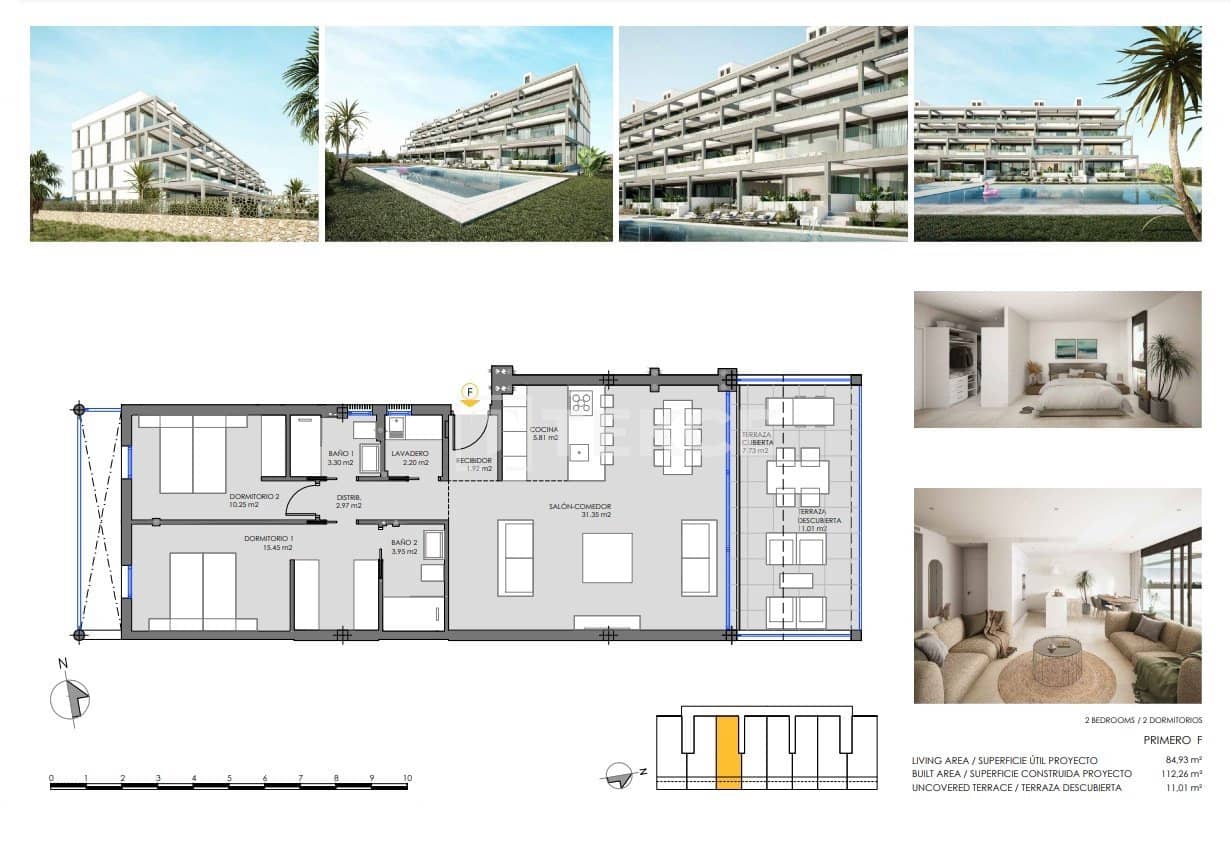2 sypialnia Mieszkanie na sprzedaż w Mar de Cristal z basenem - 325 000 € (Ref: 8965132)