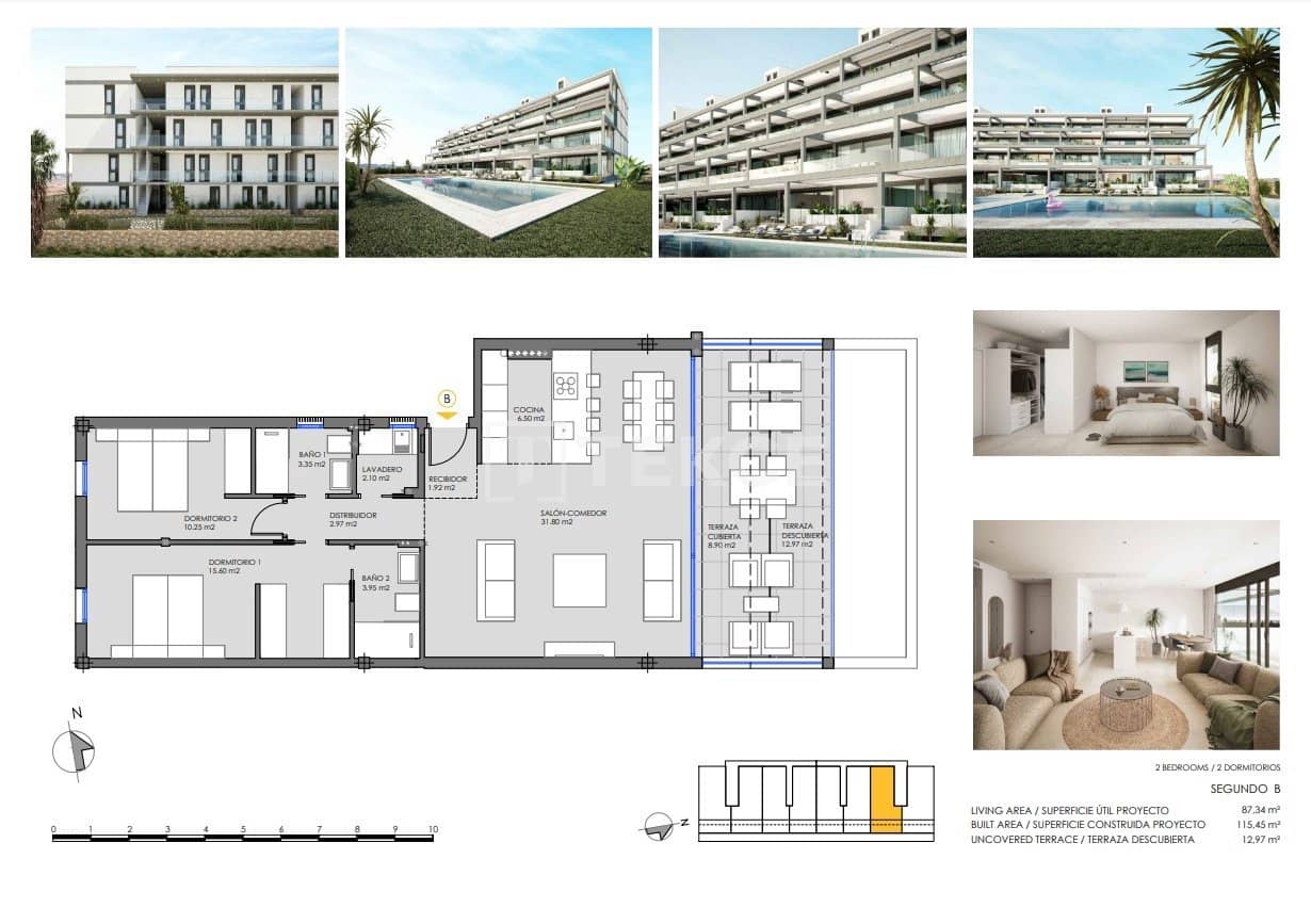 2 sypialnia Mieszkanie na sprzedaż w Mar de Cristal z basenem - 325 000 € (Ref: 8965132)
