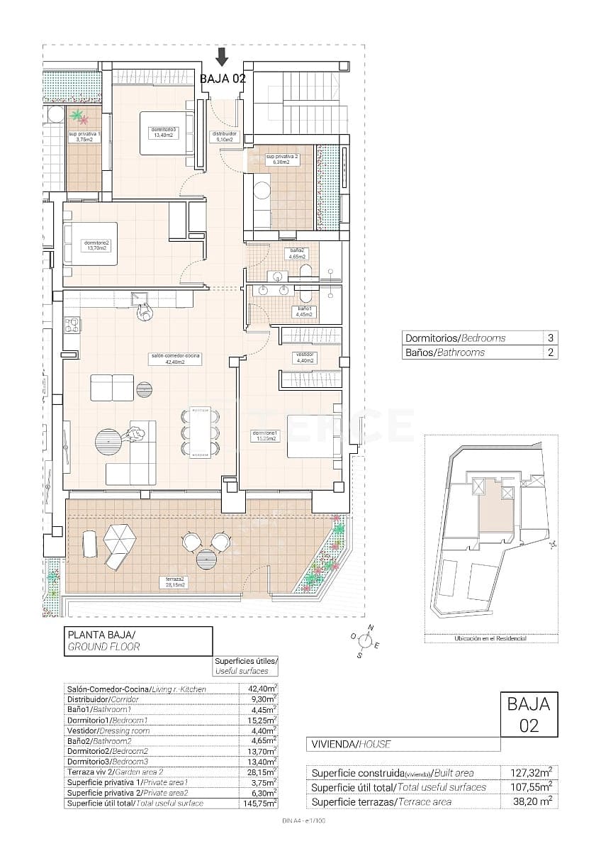 2 soveværelse Lejlighed til salg i Hondon de las Nieves med swimmingpool garage - € 220.000 (Ref: 8965181)
