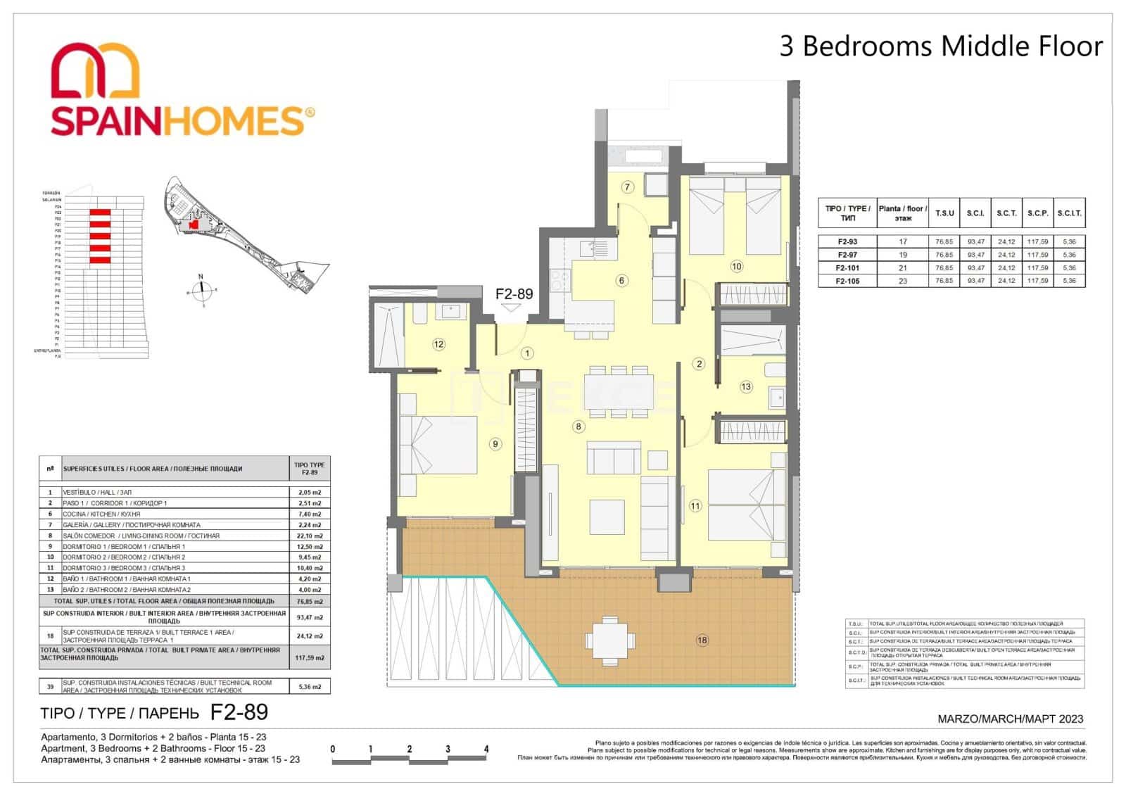 2 sypialnia Mieszkanie na sprzedaż w Benidorm z basenem - 411 000 € (Ref: 8965599)