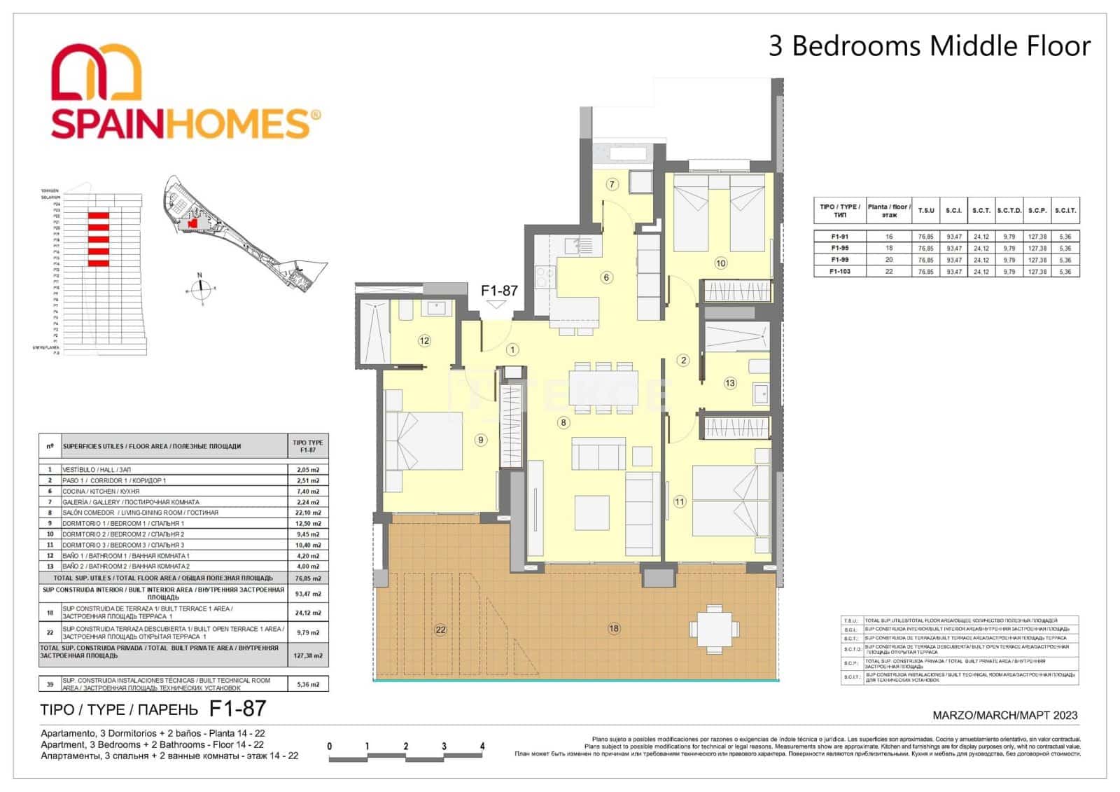 3 soverom Leilighet til salgs i Benidorm med svømmebasseng - € 471 000 (Ref: 8965600)