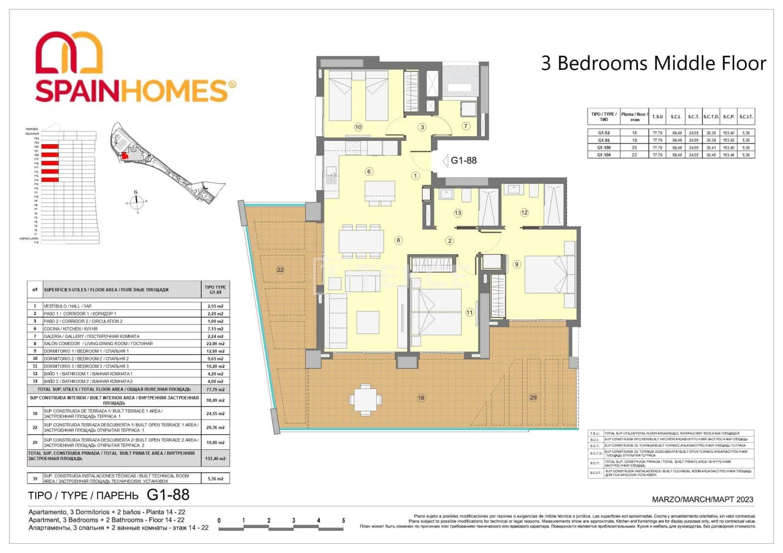 3 soverom Leilighet til salgs i Benidorm med svømmebasseng - € 471 000 (Ref: 8965600)