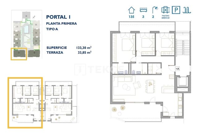 Piso de 3 habitaciones en San Pedro del Pinatar en venta con piscina - 294.000 € (Ref: 8965625)