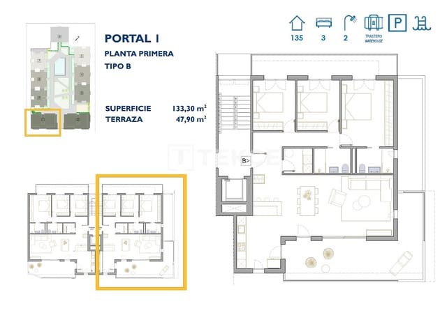 3 sypialnia Mieszkanie na sprzedaż w San Pedro del Pinatar z basenem - 300 000 € (Ref: 8965626)