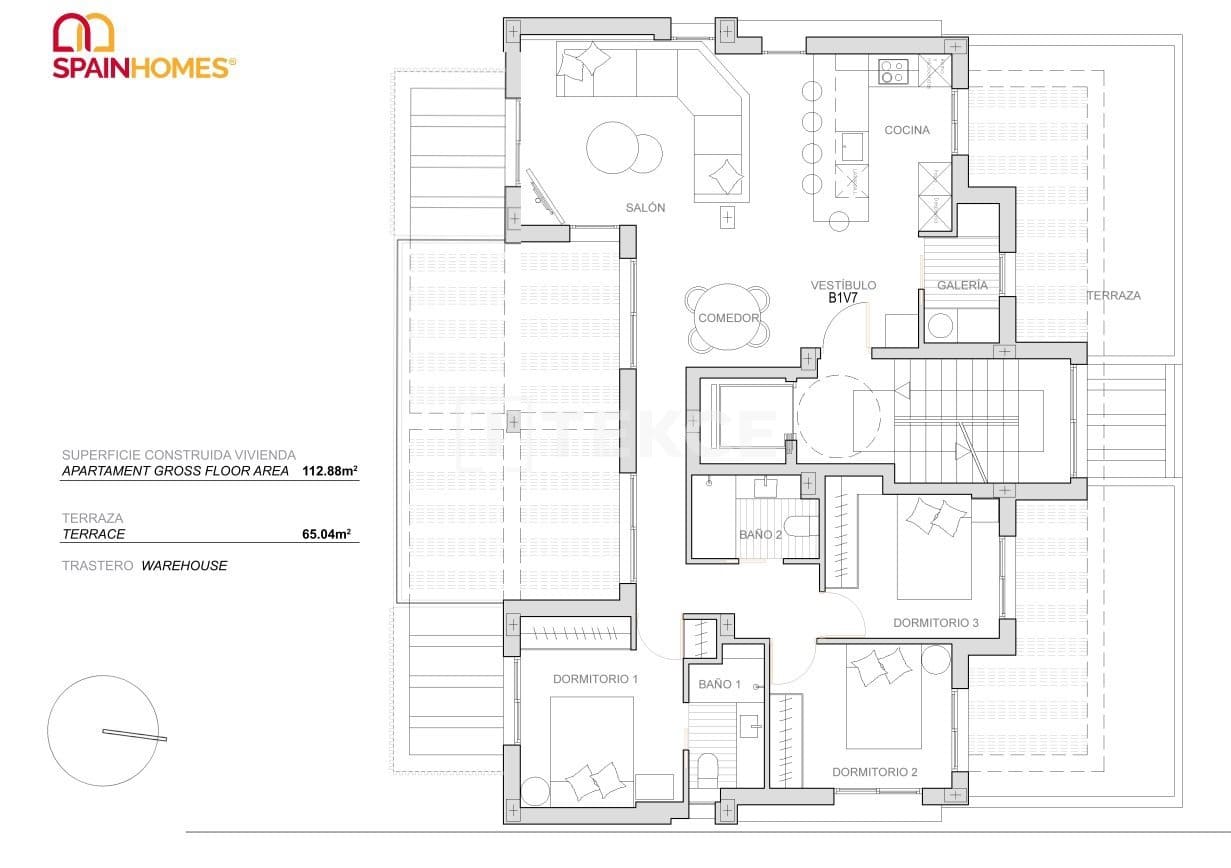 2 bedroom Flat for sale in Torre-Pacheco with pool - € 290,000 (Ref: 8965640)